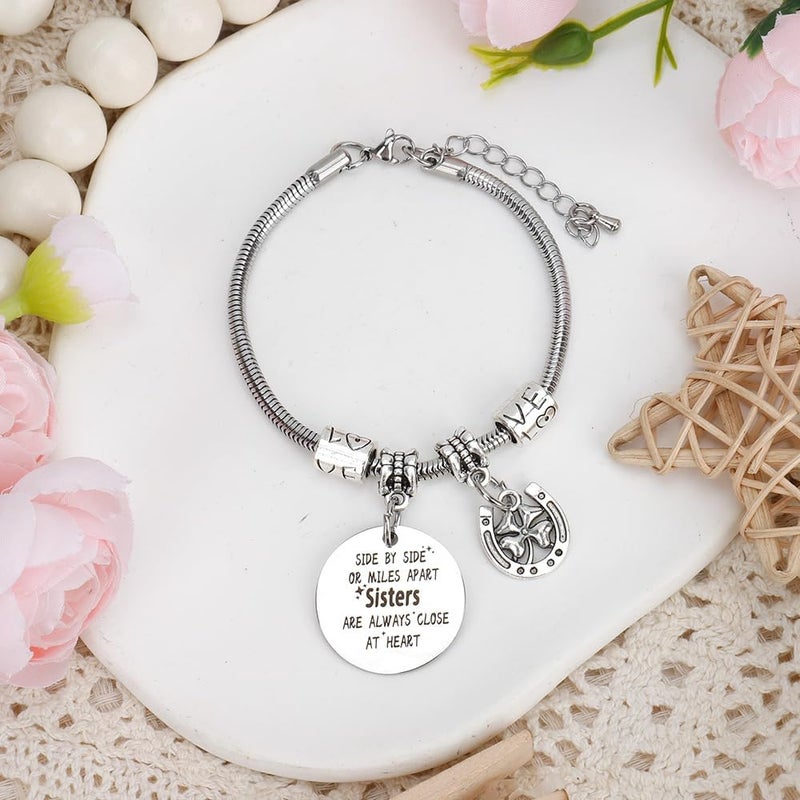 EGHTvmok Sister Birthday Gifts Christmas Mothers Day Sisters Graduation Valentines Bracelet Sunflower,Butterfly,Elephant - Image 3